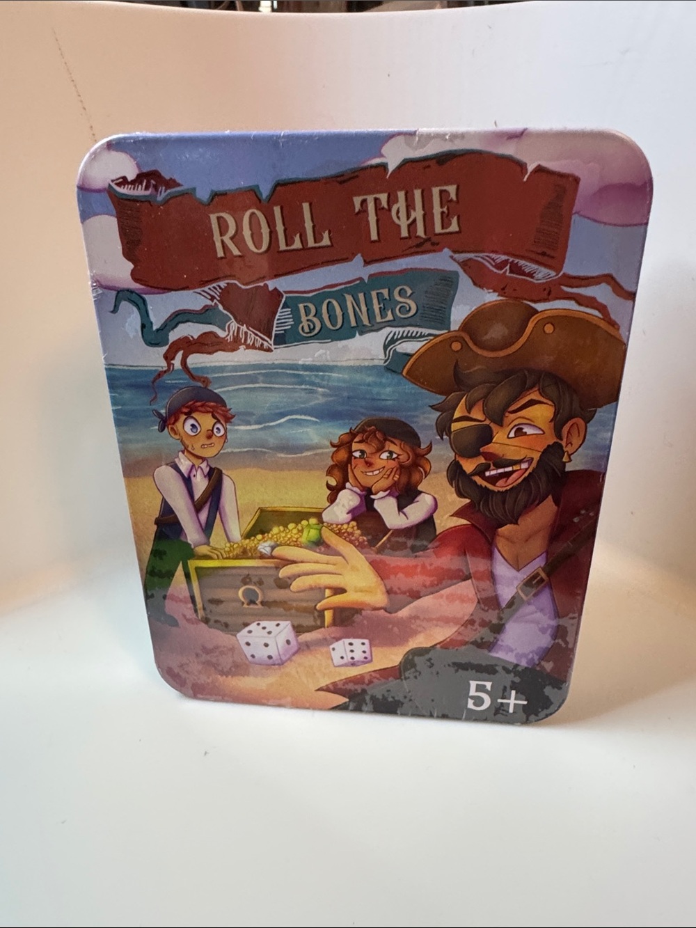 Roll The Bones Kids Pirate Dice Game - Blue/Red Tin